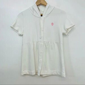 Polo Ralph Lauren Girls Swim Coverup Medium White Hood 100%‎ Cotton Logo